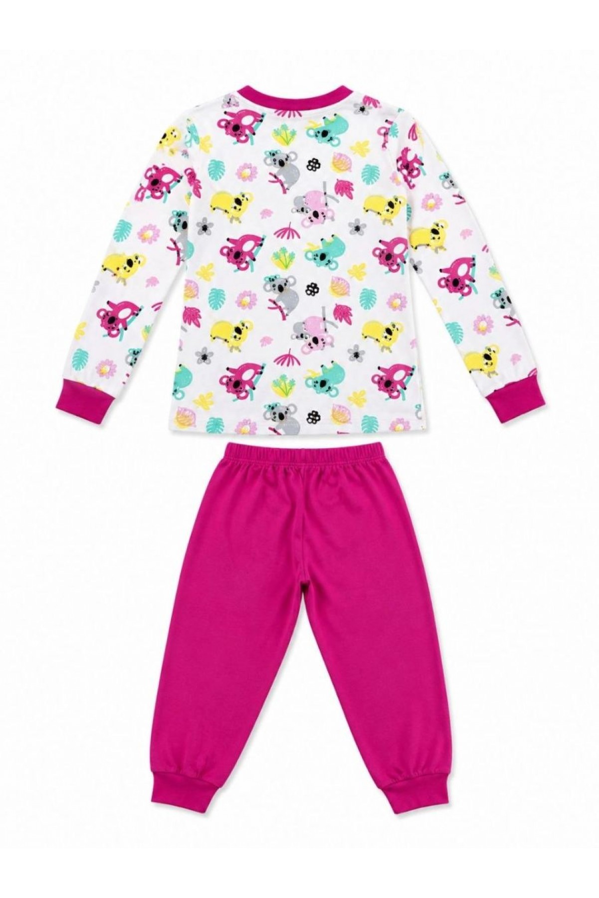 Kız Çocuk Premium Penye Koala Desenli Uzun Kollu Pijama Takımı 2-11 Yaş - Fuşya