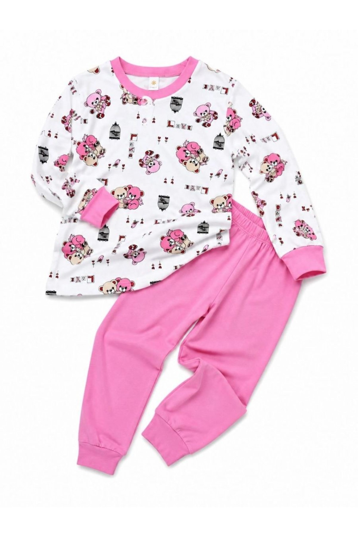 Kız Çocuk Premium Penye Koala Desenli Uzun Kollu Pijama Takımı 2-11 Yaş - Pembe