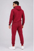 Erkek İki İplik Kapüşonlu Kanguru Cepli Sweatshirt Jogger Pantolon Alt Üst Eşofman Takımı -Bordo