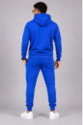 Erkek İki İplik Kapüşonlu Kanguru Cepli Sweatshirt Jogger Pantolon Alt Üst Eşofman Takımı -Saks Mavisi