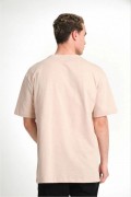 Erkek Düz Penye Tişört Bisiklet Yaka Kısa Kol Regular Fit T-Shirt - Bej