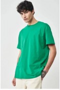 Erkek Düz Penye Tişört Bisiklet Yaka Kısa Kol Regular Fit T-Shirt - Yeşil