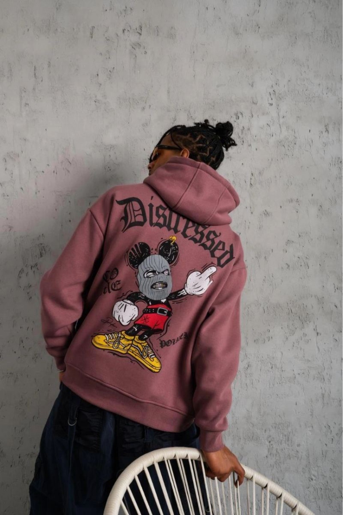 Erkek 3 İplik Pamuklu Kapüşonlu Kanguru Cepli Sweatshirt Hoodie - Gül Kurusu