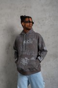 Erkek 3 İplik Pamuklu Kapüşonlu Kanguru Cepli Sweatshirt Hoodie -  Gri