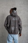 Erkek 3 İplik Pamuklu Kapüşonlu Kanguru Cepli Sweatshirt Hoodie -  Gri