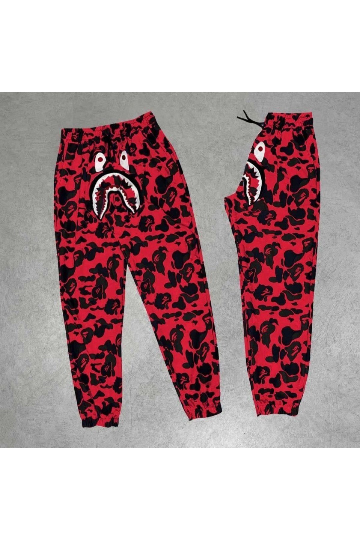 Erkek Pubg Bape x Shark Eşofman Altı - Kırmızı