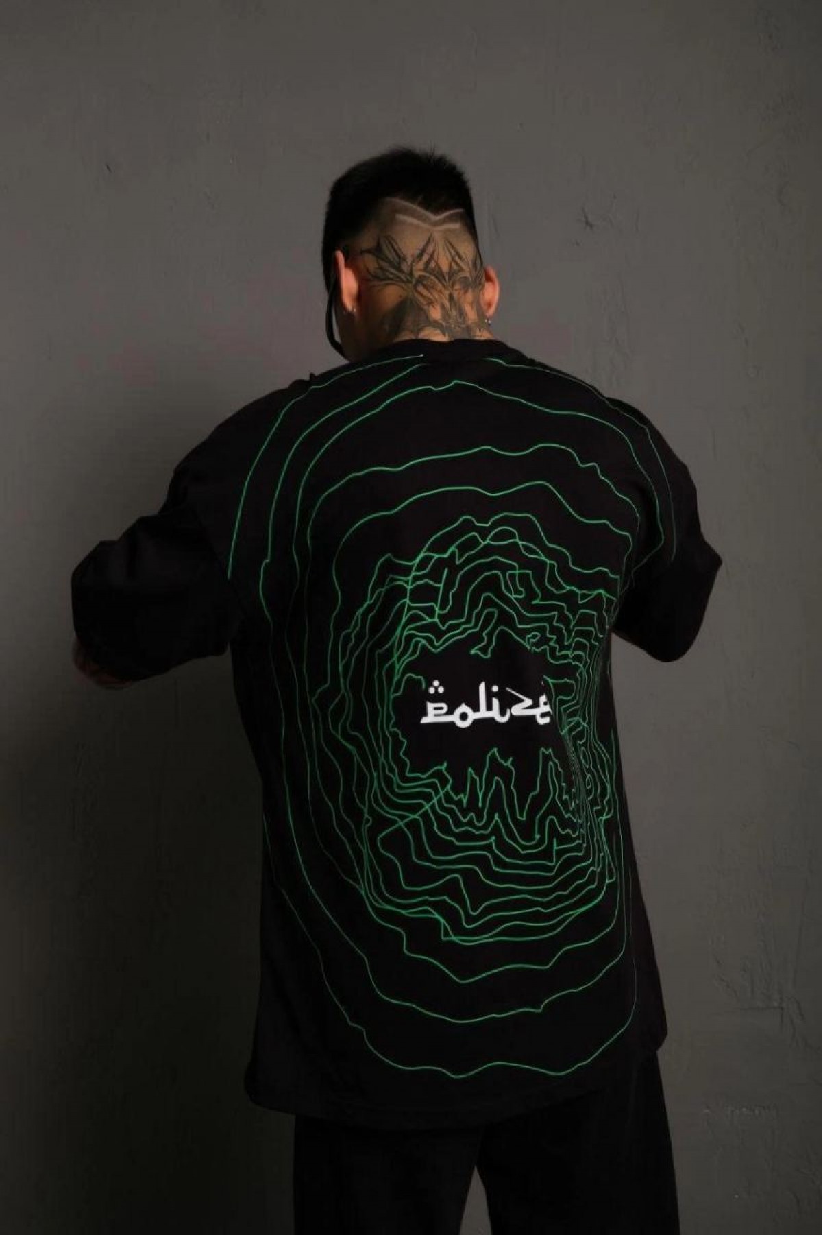 Erkek Kısa Kol Yazlık Tişört Bisiklet Yaka Baskılı Oversize T-Shirt - Siyah
