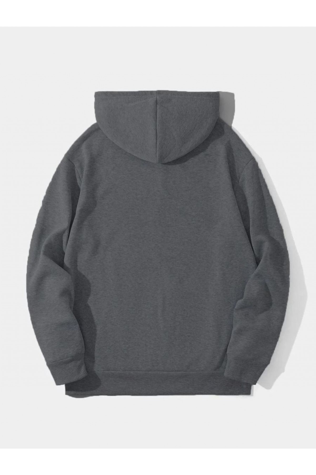 Erkek 3 İplik Pamuklu Kapüşonlu Kanguru Cepli Sweatshirt Hoodie -  Füme