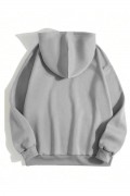 Erkek 3 İplik Pamuklu Kapüşonlu Kanguru Cepli Sweatshirt Hoodie - Boyalı Gri