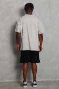 Erkek Düz Yazlık Kısa Kol Tişört Bisiklet Yaka Oversize T-Shirt - Gri