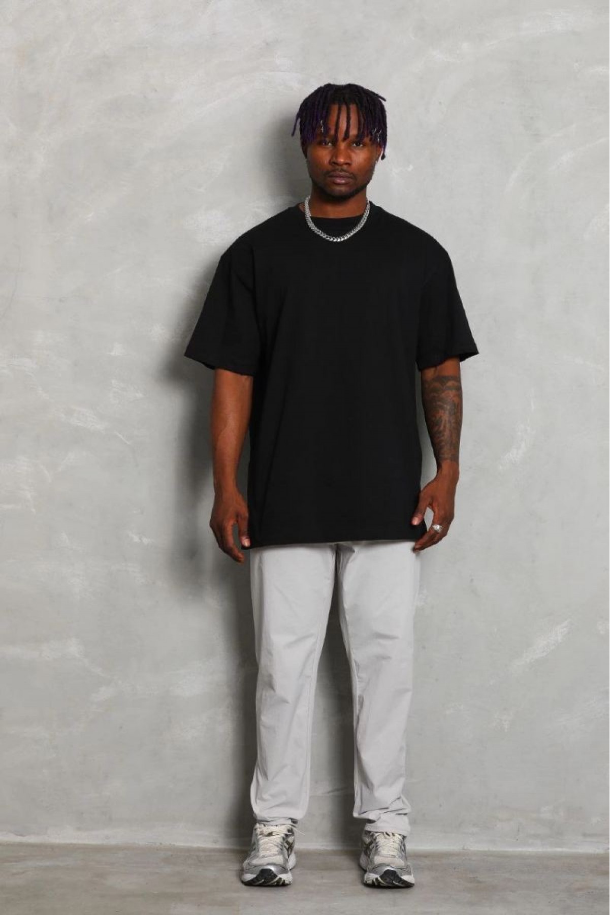 Erkek Düz Yazlık Kısa Kol Tişört Bisiklet Yaka Oversize T-Shirt - Siyah