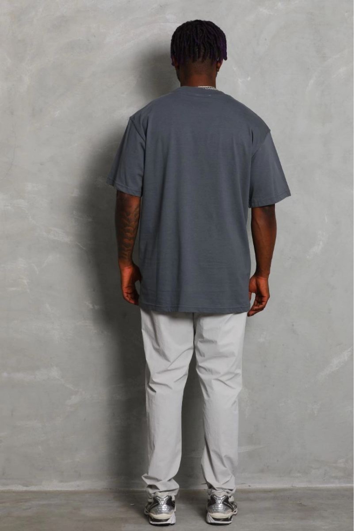 Erkek Düz Yazlık Kısa Kol Tişört Bisiklet Yaka Oversize T-Shirt - Füme