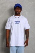 Erkek Baskılı Tişört Kısa Kol Bisiklet Yaka Oversize T-Shirt - Beyaz