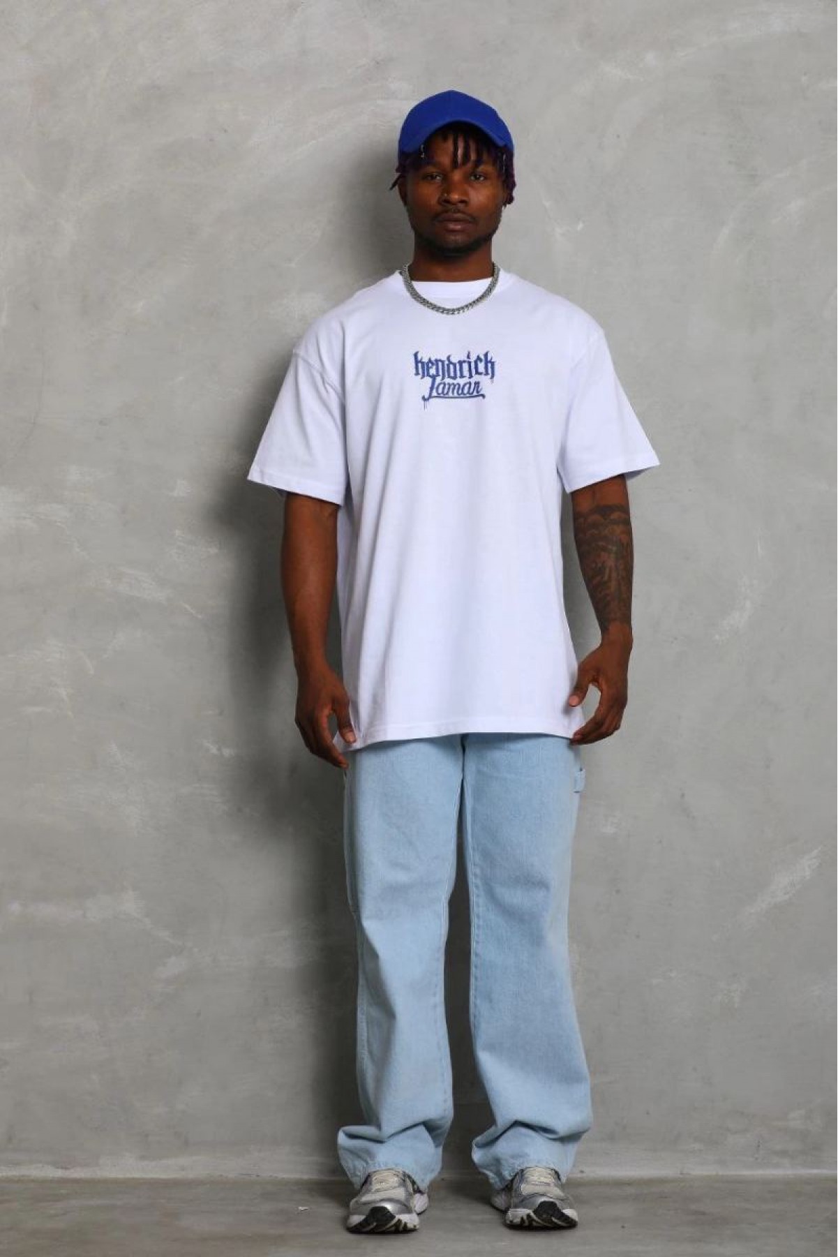 Erkek Baskılı Tişört Kısa Kol Bisiklet Yaka Oversize T-Shirt - Beyaz