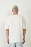 Erkek Baskılı T-Shirt Kısa Kol Bisiklet Yaka Rahat Kalıp Tişört - Beyaz