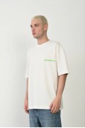 Erkek Baskılı T-Shirt Kısa Kol Bisiklet Yaka Rahat Kalıp Tişört - Beyaz