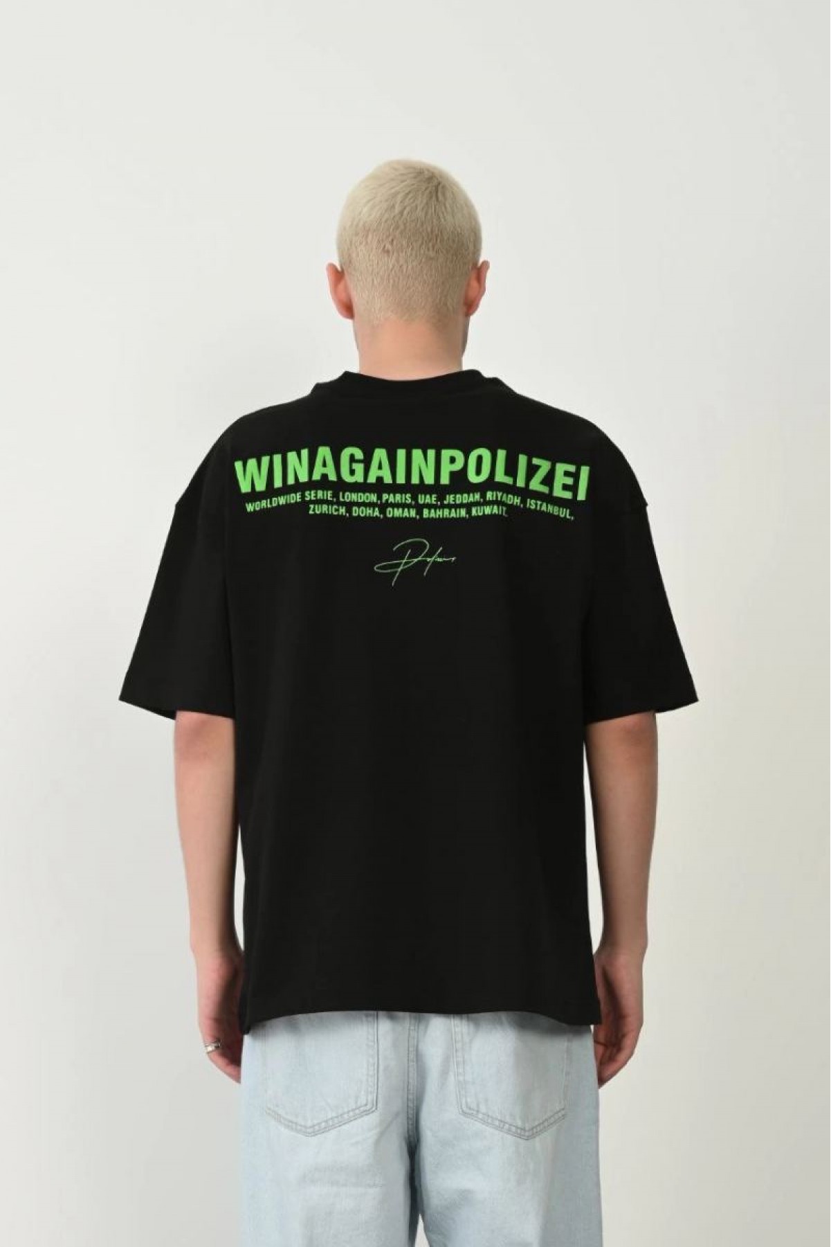 Erkek Baskılı T-Shirt Kısa Kol Bisiklet Yaka Rahat Kalıp Tişört  - Siyah