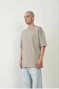 Erkek Baskılı T-Shirt Kısa Kol Bisiklet Yaka Rahat Kalıp Tişört  - Boyalı Gri