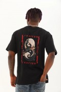 Erkek Baskılı T-Shirt Kısa Kol Bisiklet Yaka Regular Fit Rahat Kalıp Günlük Tişört - Siyah