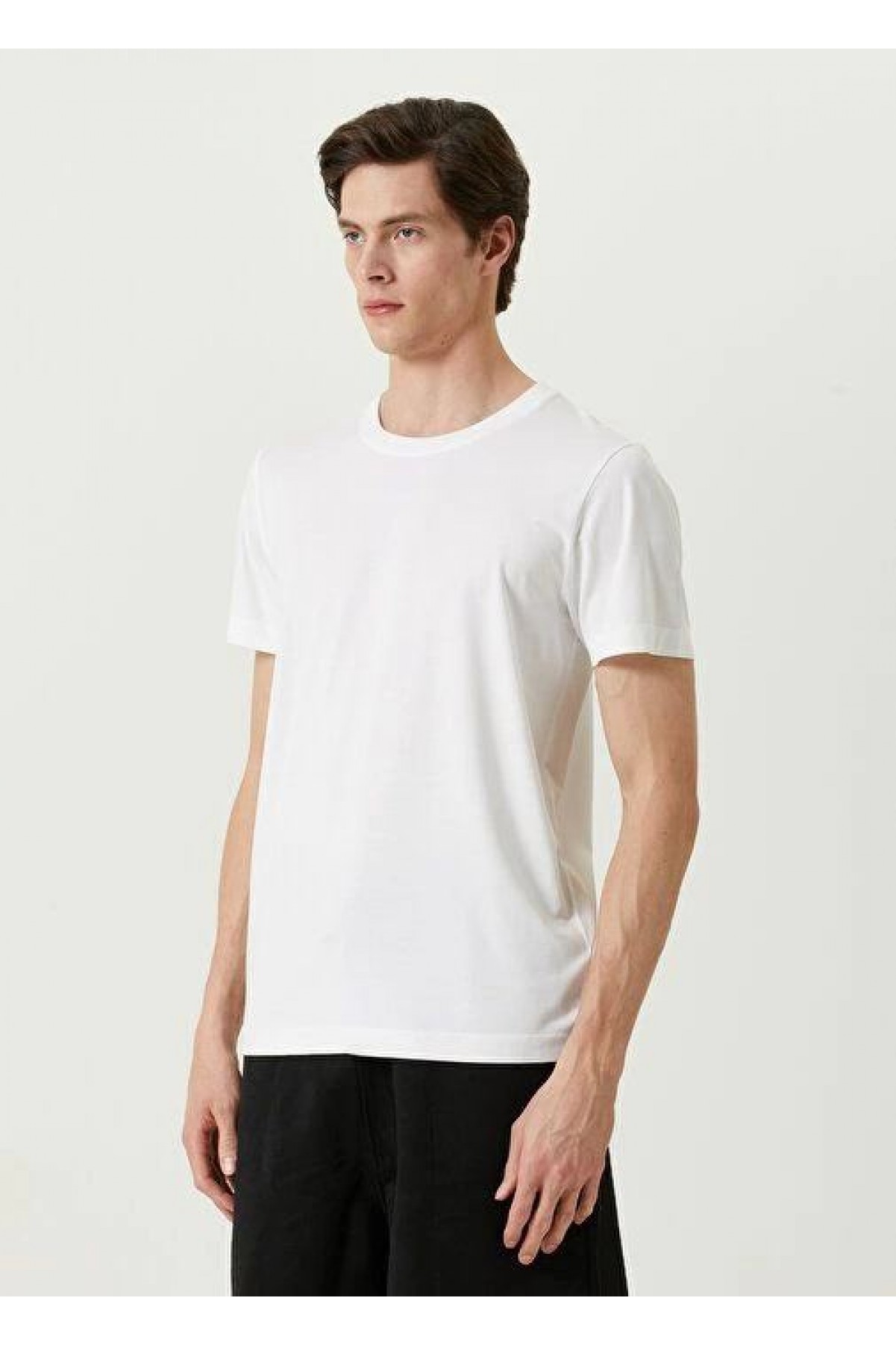 ERKEK  Tişört Basic Bisiklet Yaka Regular Kısa kol T-Shirt - Beyaz
