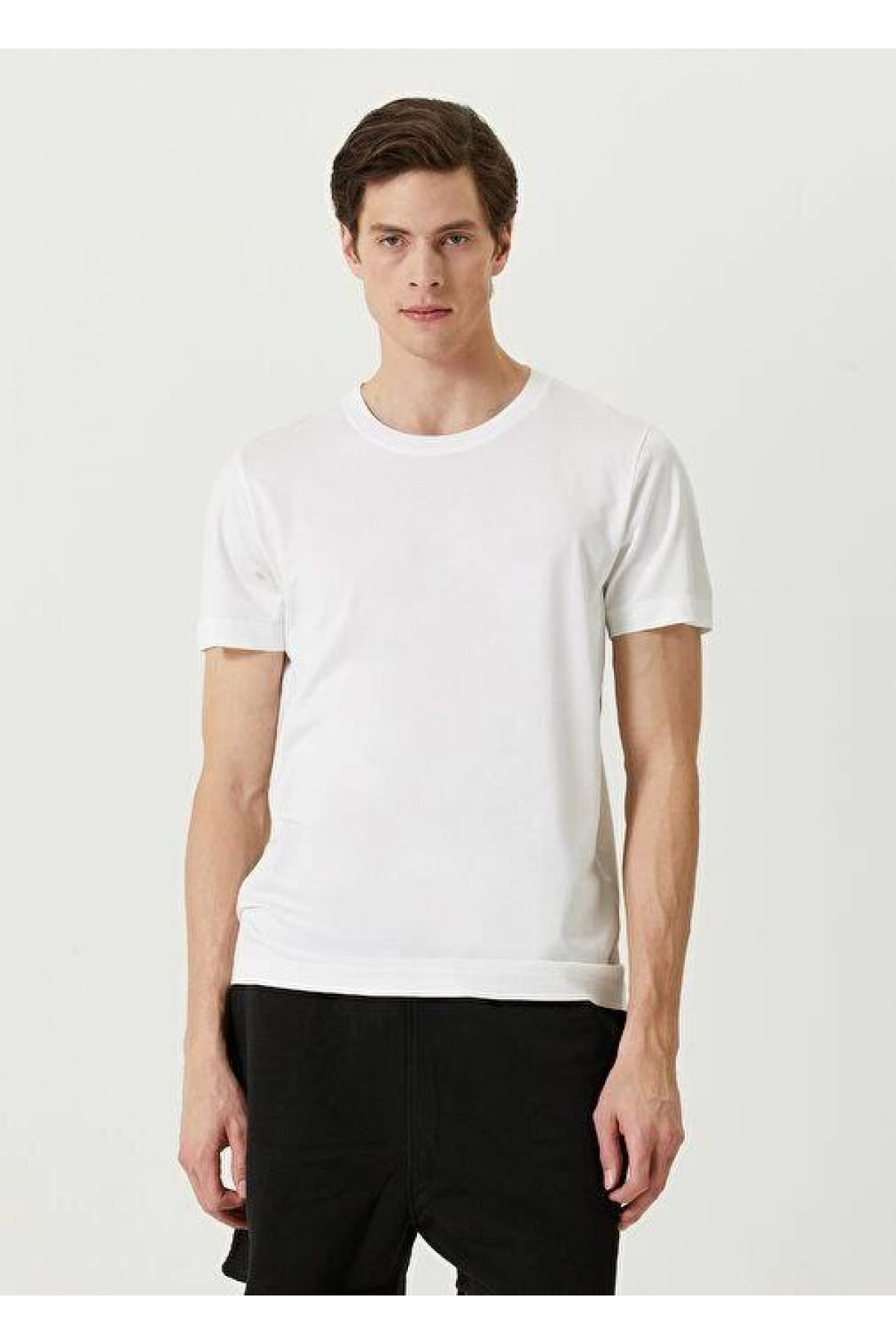 ERKEK  Tişört Basic Bisiklet Yaka Regular Kısa kol T-Shirt - Beyaz
