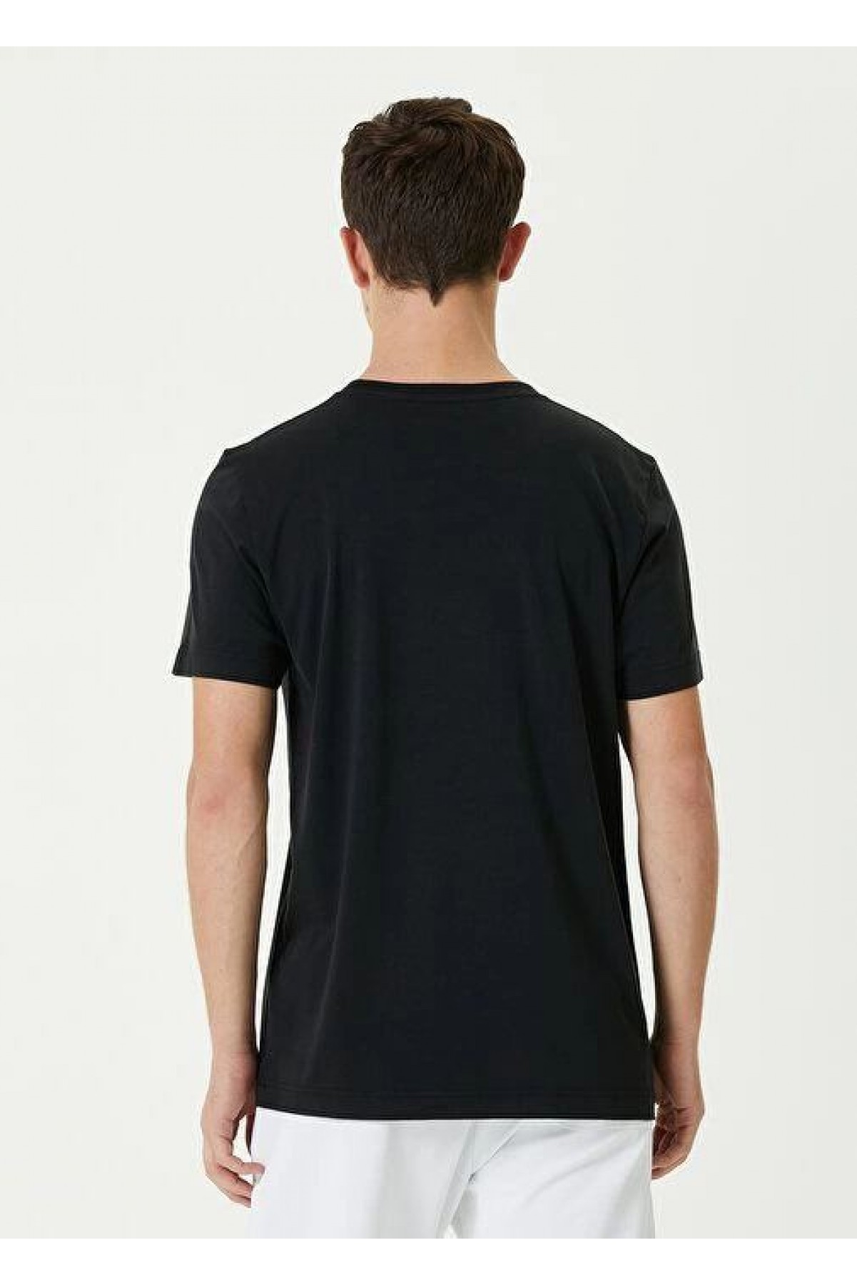 ERKEK Düz Tişört Bisiklet Yaka Regular Fit Yazlık Kısa kol T-Shirt - Siyah