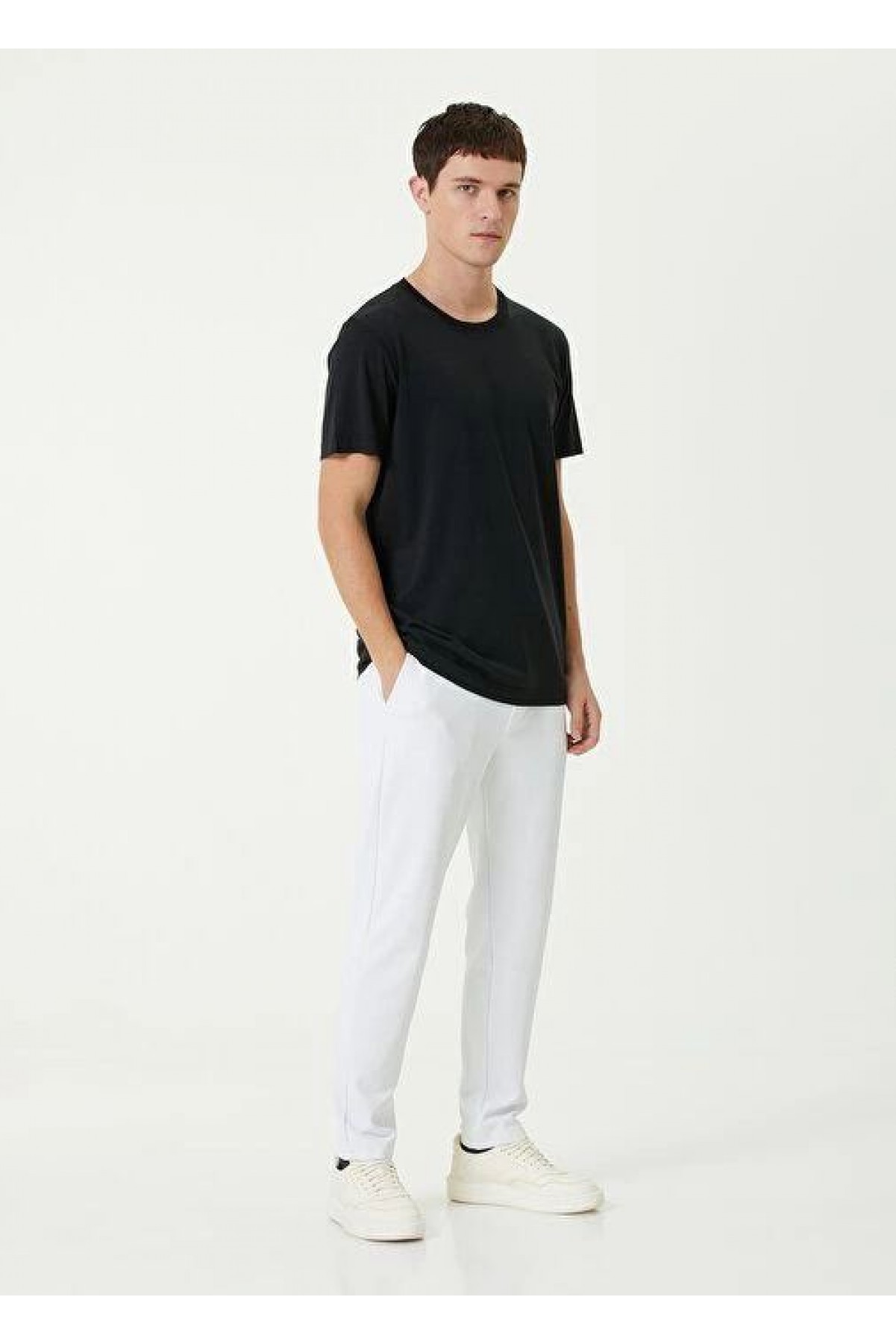 ERKEK Düz Tişört Bisiklet Yaka Regular Fit Yazlık Kısa kol T-Shirt - Siyah
