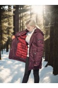 Kadın Premium Doğal Kürk Uzun Kollu Deri Ceket - Bordo