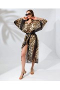 Kadın Rahat Kesim Şifon Kimono - Leopar