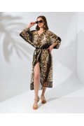 Kadın Rahat Kesim Şifon Kimono - Leopar