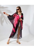 Kadın Rahat Kesim Şifon Kimono - Siyah