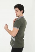 Erkek Polo Yaka tişört Slim Fit Baskılı Kısa kol T-Shirt - Haki