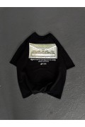 Kadın Baskılı T-Shirt Kısa Kol Bisiklet Yaka Oversize Rahat Kalıp Günlük Tişört - Siyah