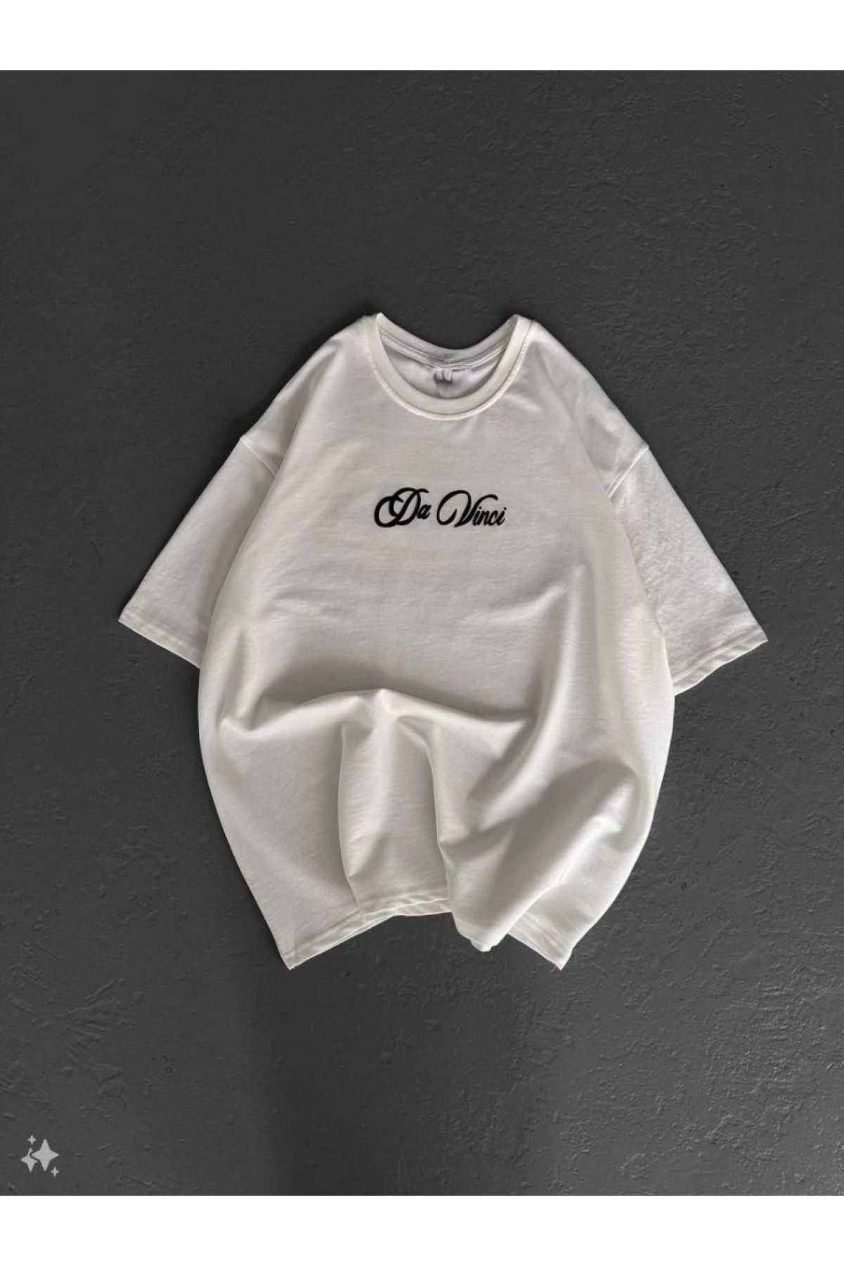 Kadın Baskılı T-Shirt Kısa Kol Bisiklet Yaka Oversize Rahat Kalıp Günlük Tişört - Beyaz