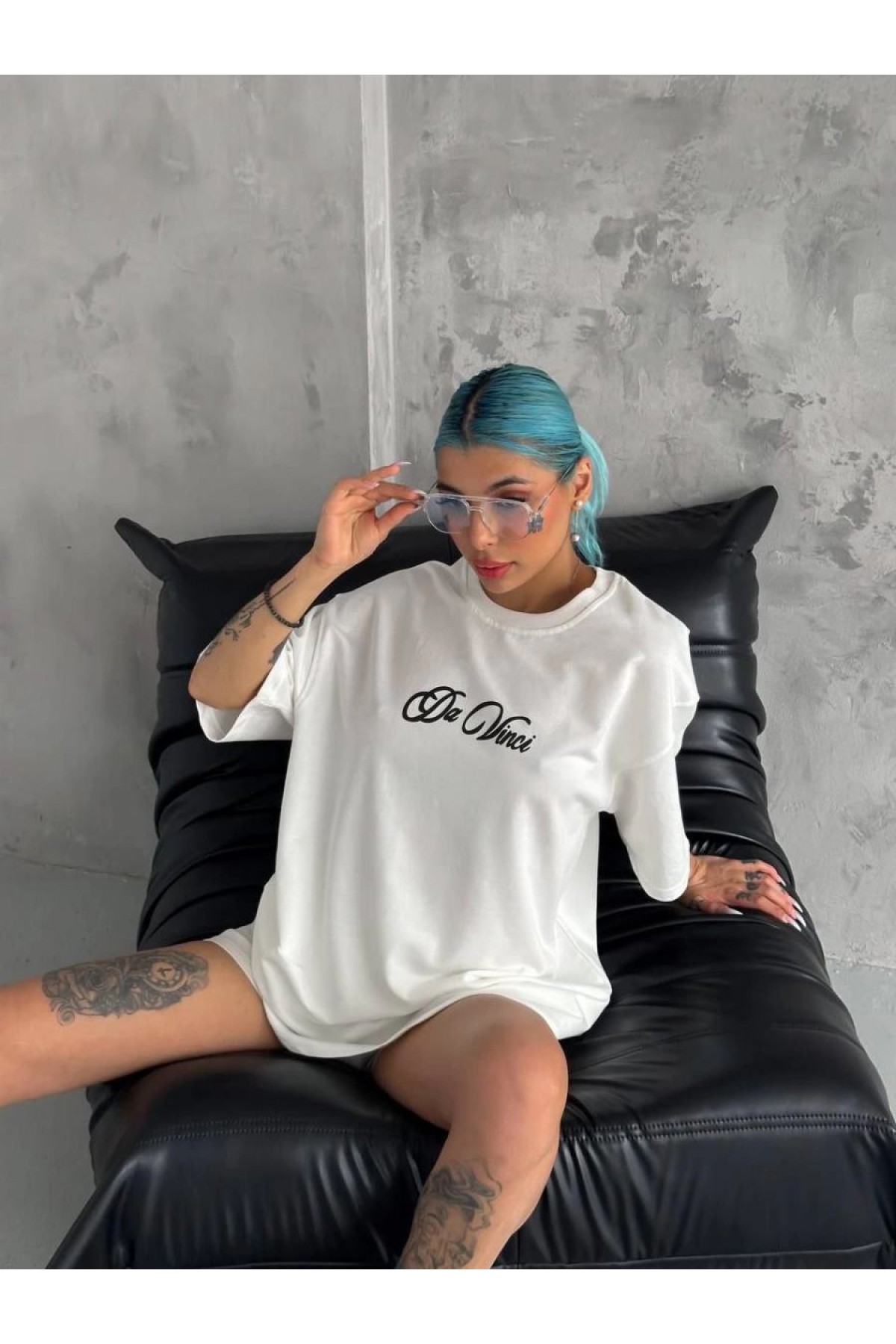 Kadın Baskılı T-Shirt Kısa Kol Bisiklet Yaka Oversize Rahat Kalıp Günlük Tişört - Beyaz