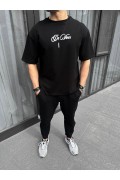 Erkek Baskılı T-Shirt Kısa Kol Bisiklet Yaka Regular Fit Rahat Kalıp Günlük Tişört - Siyah