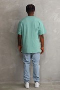 Erkek Baskılı T-Shirt Kısa Kol Bisiklet Yaka Rahat Kalıp Tişört - Mint Yeşili