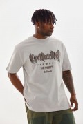 Erkek Baskılı T-Shirt Kısa Kol Bisiklet Yaka Rahat Kalıp Tişört - Gri