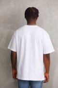 Erkek Baskılı T-Shirt Kısa Kol Bisiklet Yaka Rahat Kalıp Tişört - Beyaz
