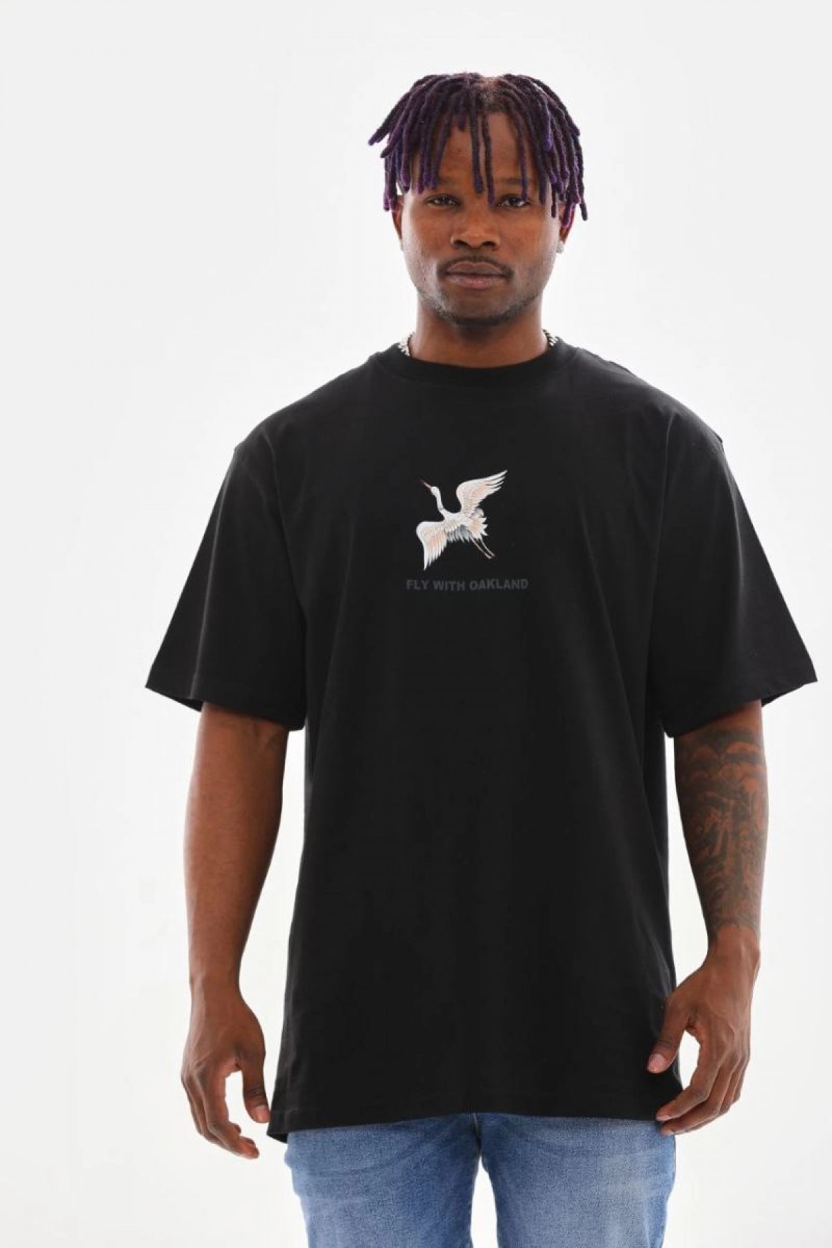 Erkek Baskılı T-Shirt Yazlık Kısa Kol Bisiklet Yaka Tişört - Siyah