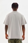 Erkek Kısa Kol Yazlık Tişört Bisiklet Yaka Baskılı Oversize T-Shirt - Gri