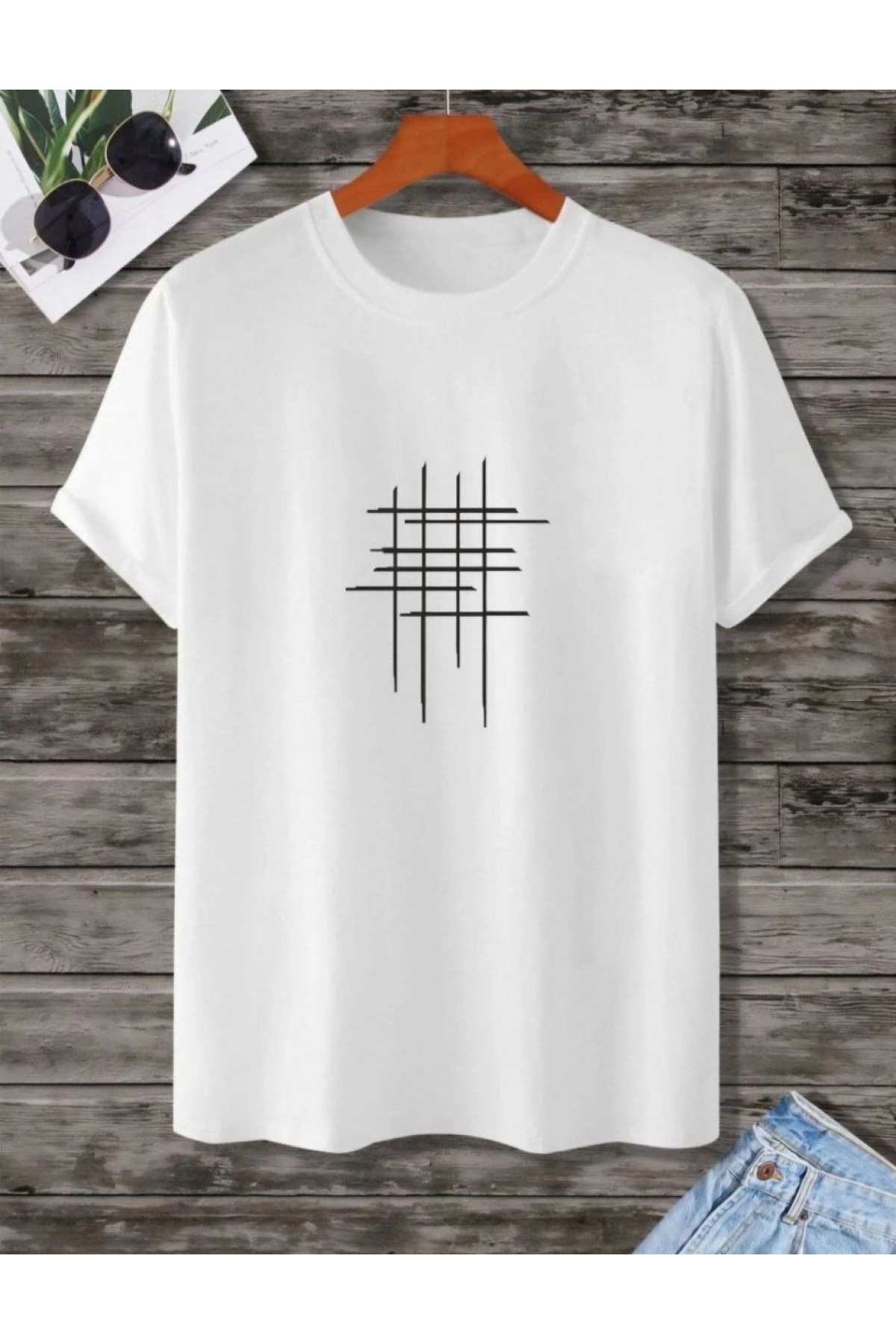Kadın Baskılı Oversize  kısa kol T-Shirt - Beyaz