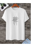 Kadın Baskılı Oversize  kısa kol T-Shirt - Beyaz