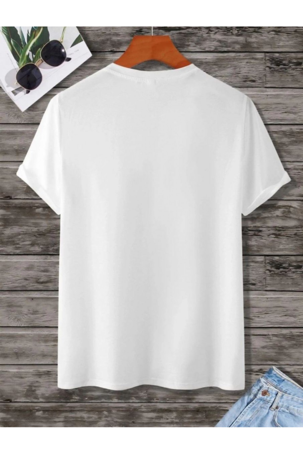 Kadın Baskılı Oversize  kısa kol T-Shirt - Beyaz