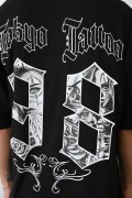Erkek Kısa Kol Yazlık Tişört Bisiklet Yaka Baskılı Oversize T-Shirt - Siyah