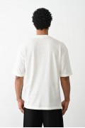 Erkek Box Eldiven Baskılı T-Shirt Kısa Kol Bisiklet Yaka Tişört - Beyaz
