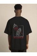 Erkek Baskılı T-Shirt Kısa Kol Bisiklet Yaka Regular Fit Rahat Kalıp Günlük Tişört - Siyah