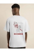Erkek Baskılı T-Shirt Kısa Kol Bisiklet Yaka Regular Fit Rahat Kalıp Günlük Tişört - Beyaz