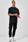 Erkek Baskılı T-Shirt Kısa Kol Bisiklet Yaka Regular Fit Rahat Kalıp Tişört - Siyah