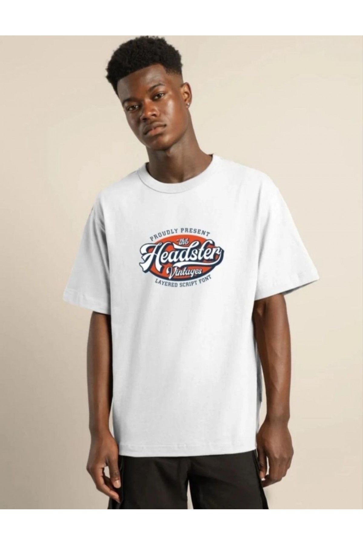 Erkek Baskılı T-Shirt Kısa Kol Bisiklet Yaka Regular Fit Rahat Kalıp Günlük Tişört - Beyaz